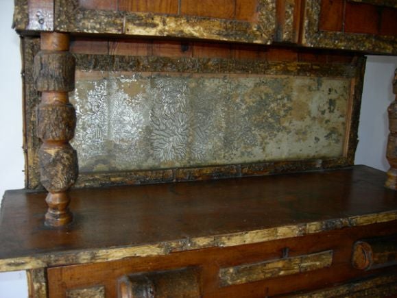 19th Century Adirondack Split Birch Bark Cabinet