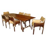 Exotic Palm Wood and Leather Dining Suite