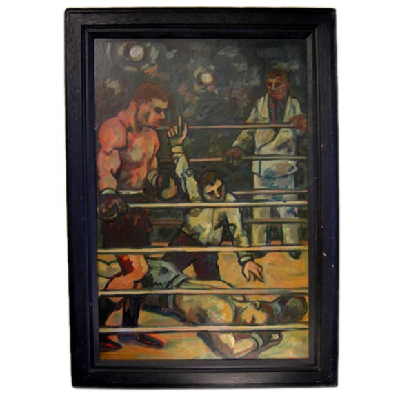 A "Knockout" Boxing Painting by Arthur Smith
