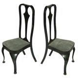 Gun Metal Steel Queen Ann Style Chairs