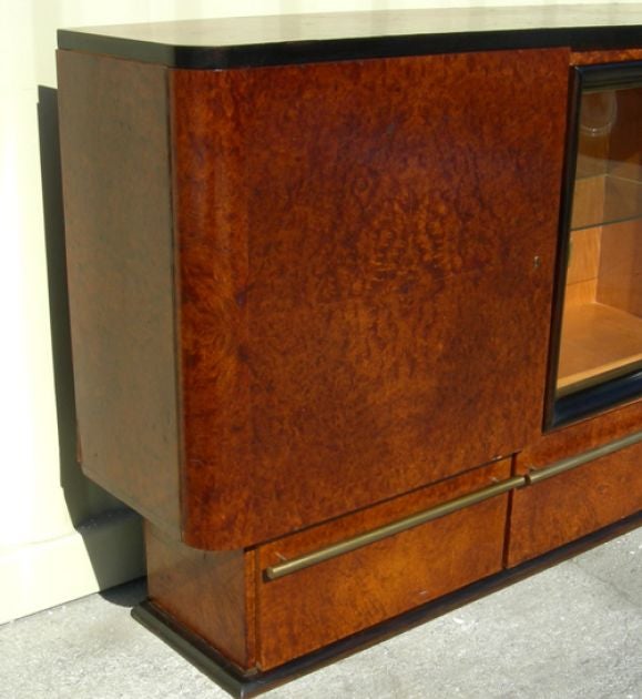 Massive Art Deco Amboyna Sideboard In Fair Condition For Sale In North Hollywood, CA