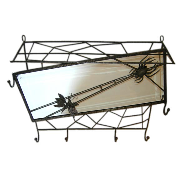 Art Deco Iron Spider Web Mirror Attributed to Paul Kiss