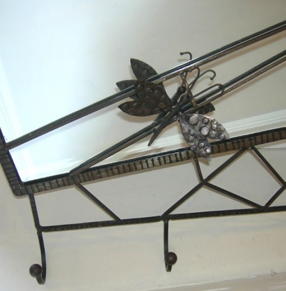 French Art Deco Iron Spider Web Mirror Attributed to Paul Kiss