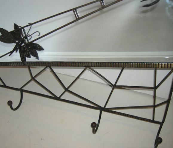 Art Deco Iron Spider Web Mirror Attributed to Paul Kiss 1
