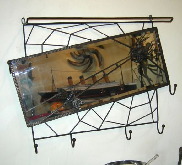 Art Deco Iron Spider Web Mirror Attributed to Paul Kiss 2