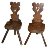 Antique Pair of Cock Fighting Carved Chairs