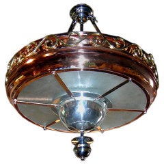 Art Deco Multi Metals Hanging Lamp
