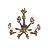 Chrome and Crystal Eight Arm Chandelier by Jacques Adnet