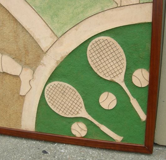 Art Deco Carved Sports Mural