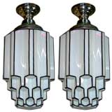 Pair of Art Deco Iceberg Hanging Lamps