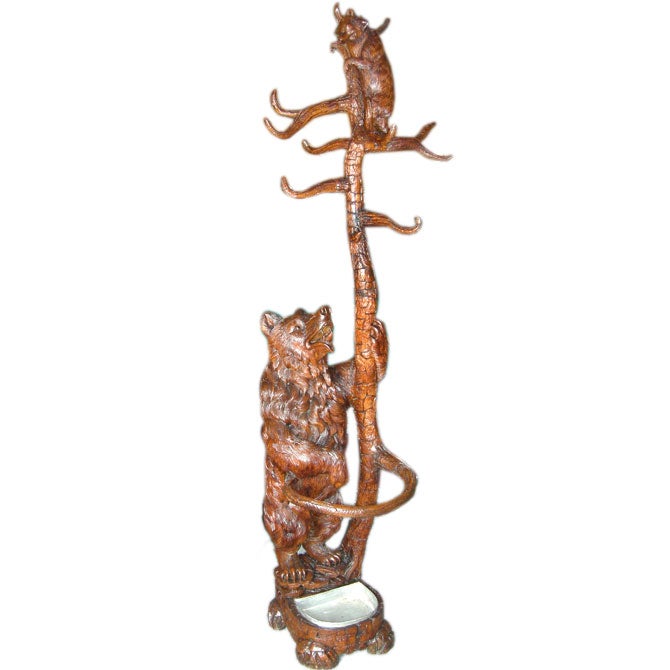Black Forest Carved Bear Hall Tree at 1stDibs