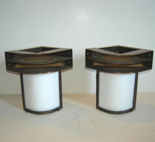 Architectural Bronze Sconces - Set of Three