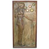 Vintage Art Deco Painted Plaster Nude With Champagne Glass