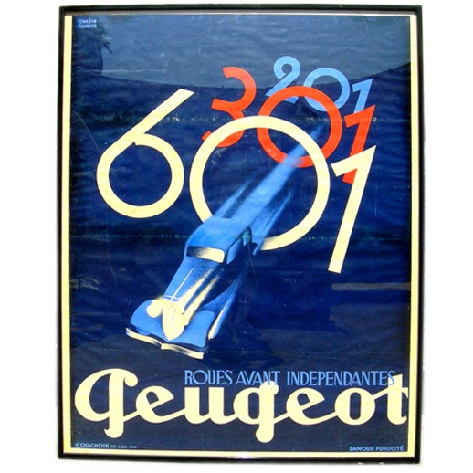 Art Deco Large Scale Peugeot Poster