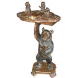 Antique Carved Black Forest Bears Smoker Stand