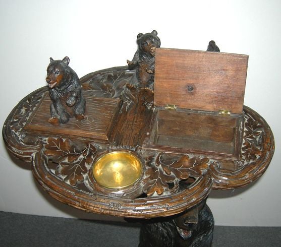 Swiss Carved Black Forest Bears Smoker Stand