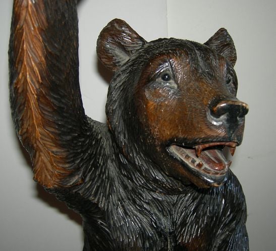 20th Century Carved Black Forest Bears Smoker Stand