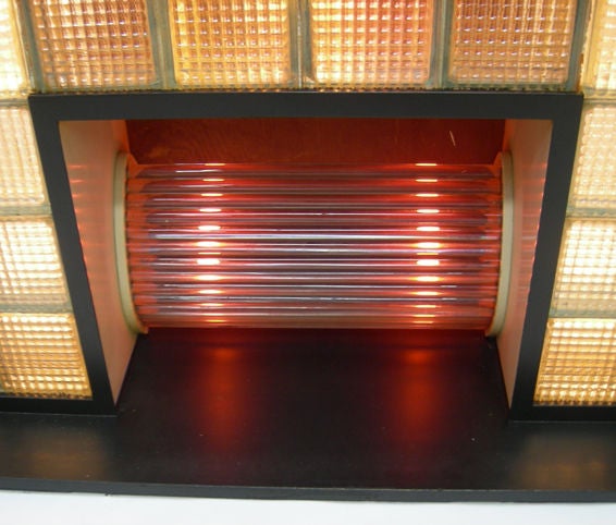 Mid-20th Century Streamlined Lighted Art Deco Faux Fireplace
