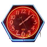 Two Toned Hexagon Neon Clock