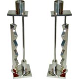 Ettore Sottsass Designed Silver Candlesticks