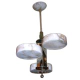 Art Deco Triple Alabaster and Chrome Hanging Lamp