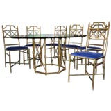 Brass Dining Table and Six Chairs - Gio Ponti Style