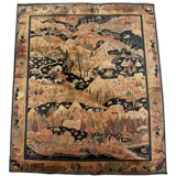 Antique 1920's Wool Rug with American Scenes