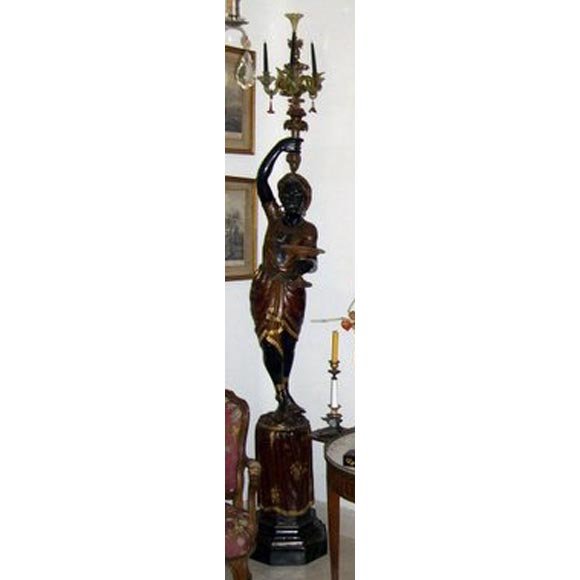 Pair of Large Venetian Figural Nubian Torcheres