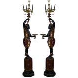 Pair of Large Venetian Figural Nubian Torcheres