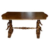 19th Century Painted Italian Carved Wood Table with Putti