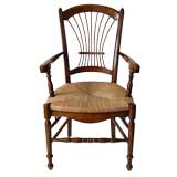 Reproduction French Beech Wood Wheat Armchair