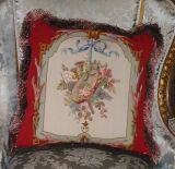 PAIR OF 19TH CENTURY TAPESTRIES MADE INTO CUSTOM PILLOWS