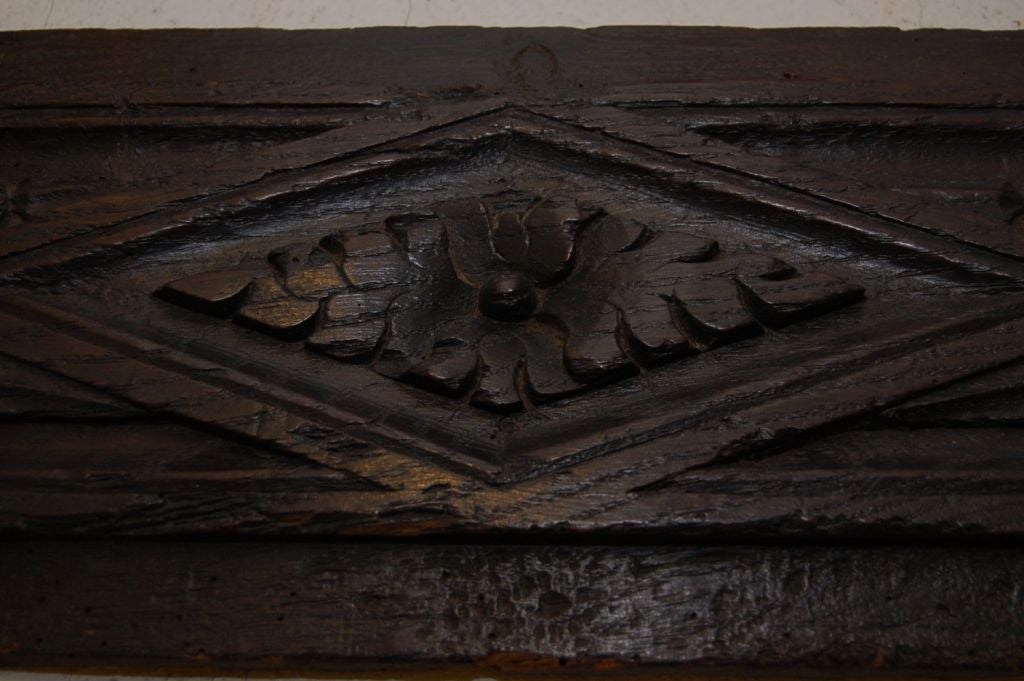 17th century French wood carving fragment.
Measures: 16' W x 7'' H x 1'' D.