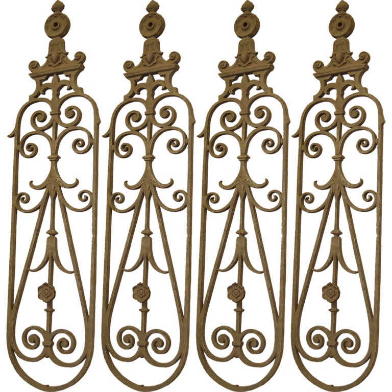19th C.French Iron Stair Railing 16 parts