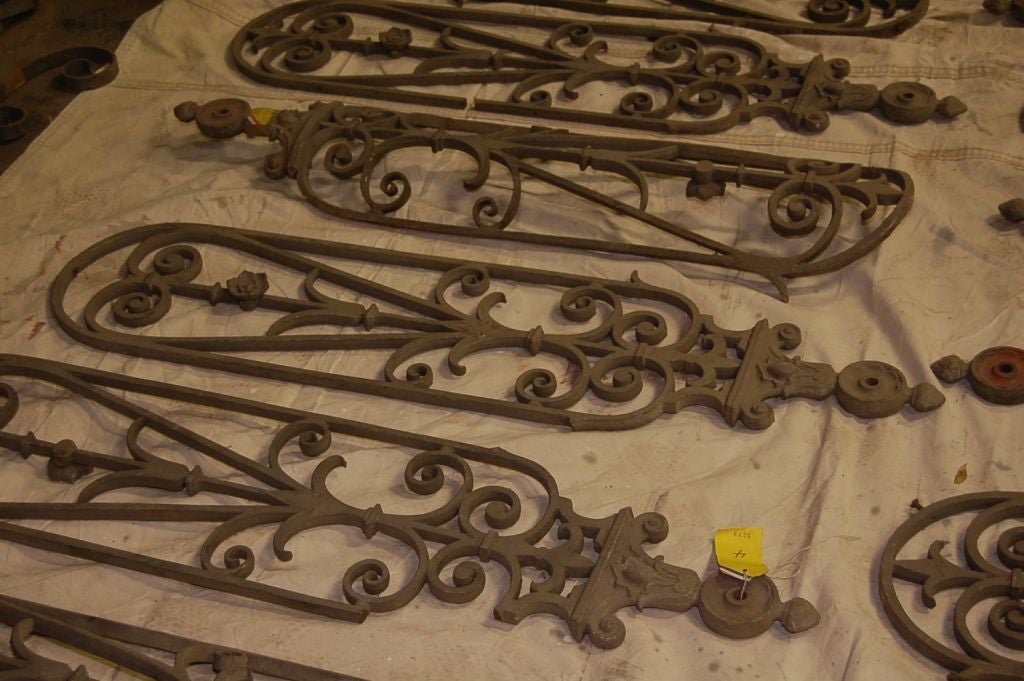 19th Century 19th C.French Iron Stair Railing 16 parts