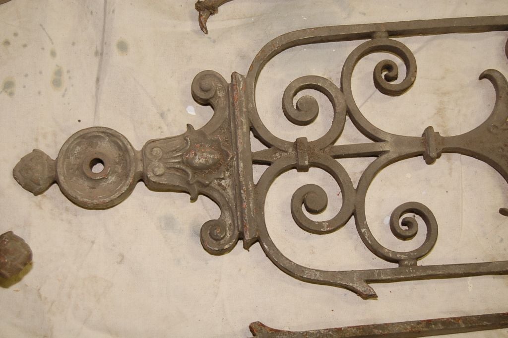 19th C.French Iron Stair Railing 16 parts 1