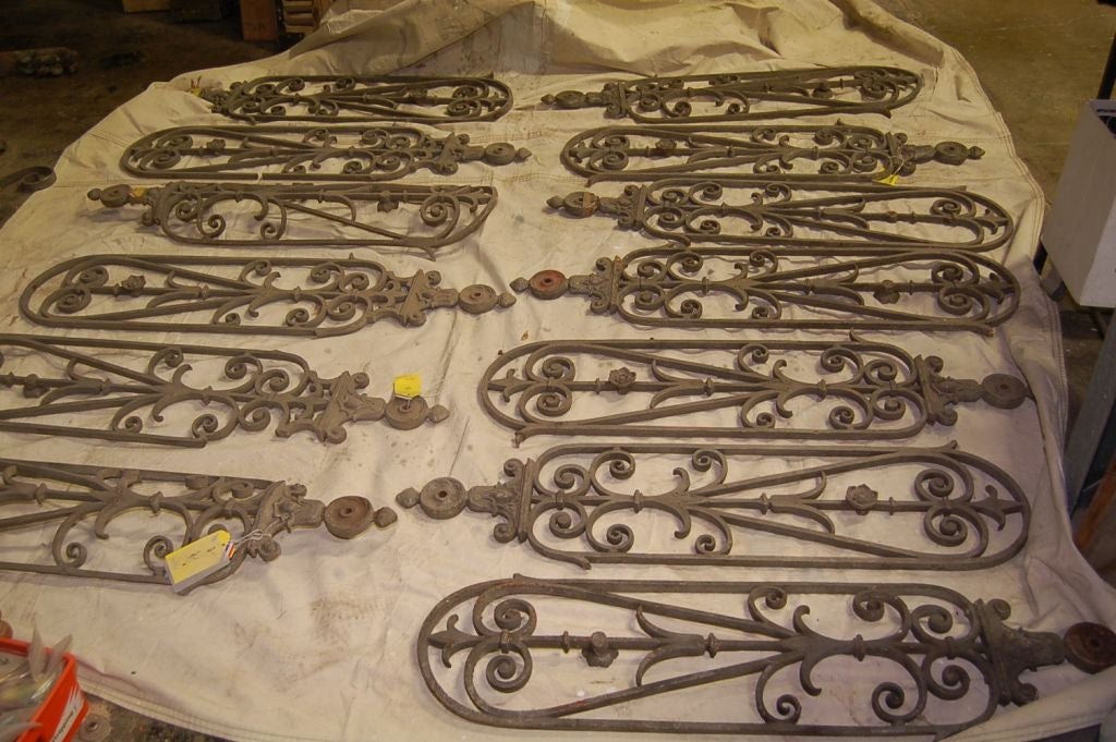 19th C.French Iron Stair Railing 16 parts 2