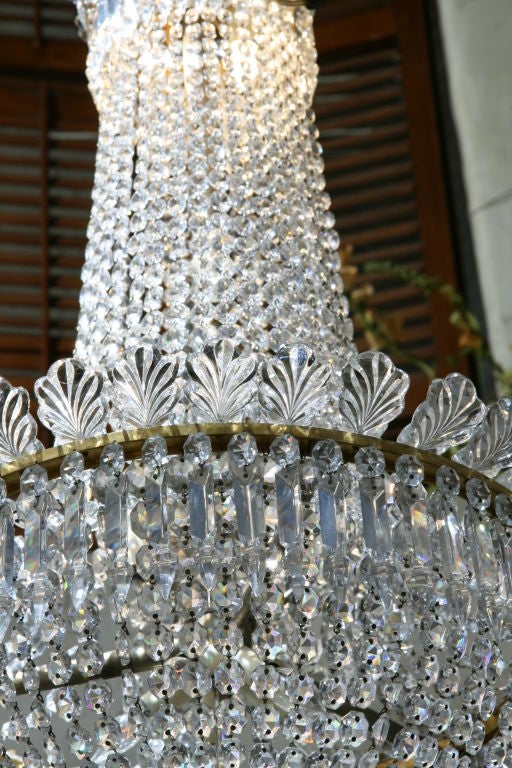 French Chandelier 1950s Baccarat Crystal