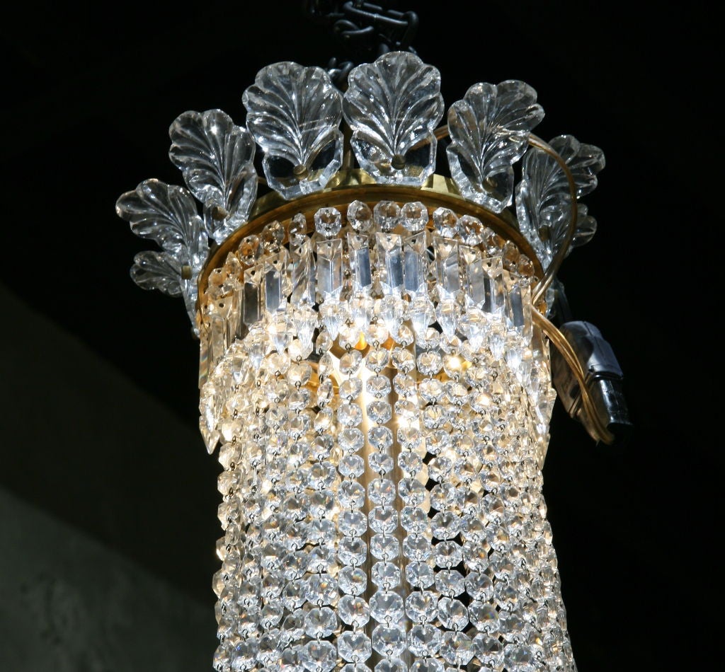 Chandelier 1950s Baccarat Crystal In Excellent Condition In San Francisco, CA