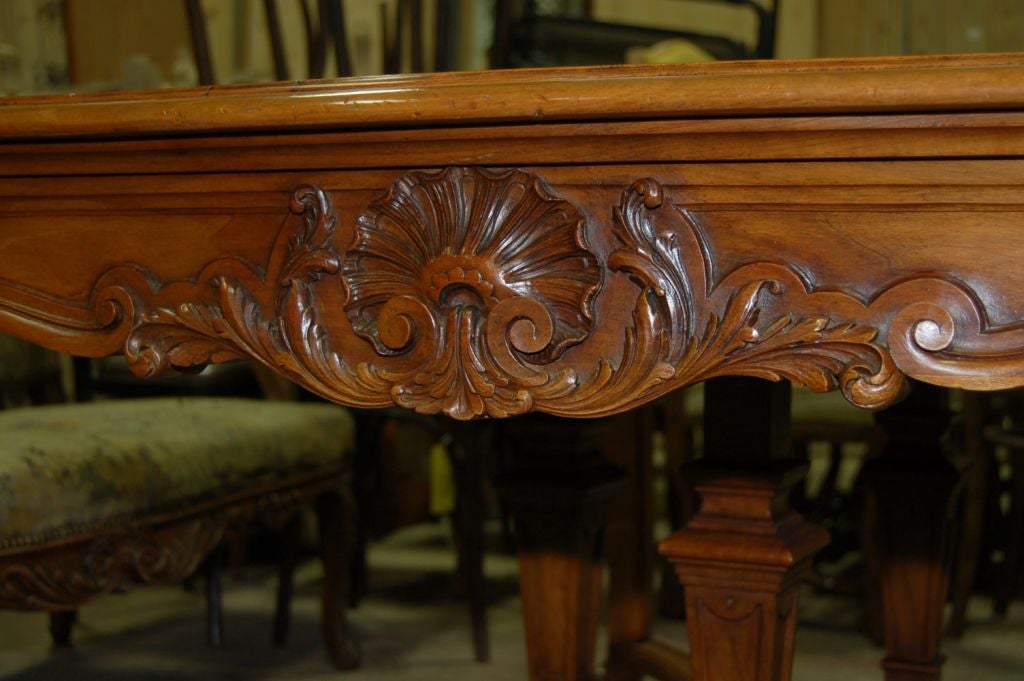 Table 19th Century Walnut Italian Dining Extends from the Center 1