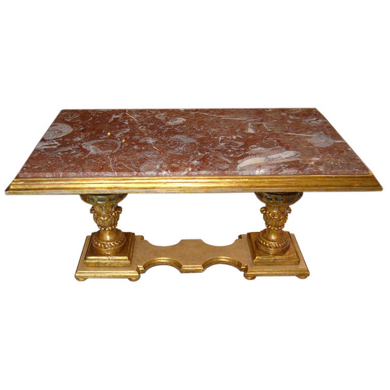 Table 19th Century Italian Coffee Table with Marble Top