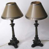 Pair 19th C. French Candlesticks Made Into Lamps