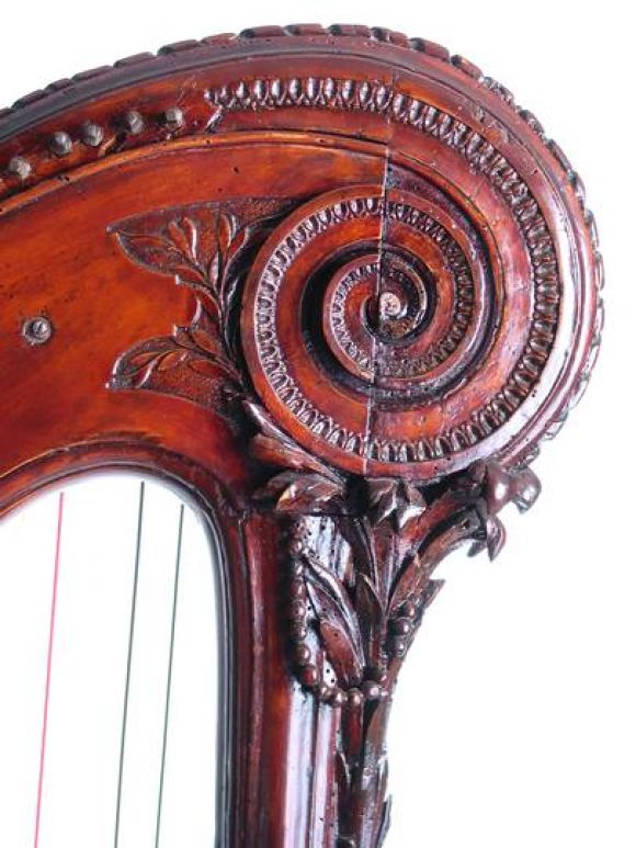 French ON SALE Harp Signed Couisineau Louis XVI Period For Sale
