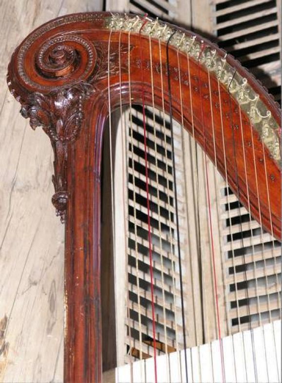 Wood ON SALE Harp Signed Couisineau Louis XVI Period For Sale