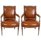 Of The Period Directoire Fauteuil With Leather( Two Available)