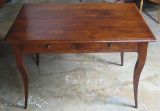 19th C. French Oak Cabriole Leg Table With Two Drawers 19th C. French Oak Cabriole Leg Table With Two Drawers