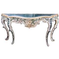 Late 19th Century Painted Sculptured Wood Italian Console