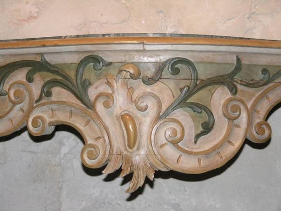 Late 19th Century Painted Sculptured Wood Italian Console  In Good Condition In San Francisco, CA