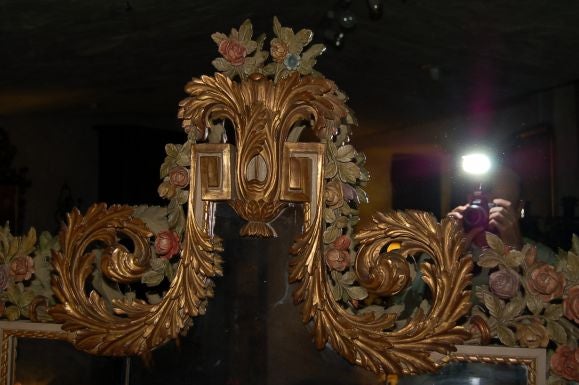 19th century Italian hand-carved wood mirror.