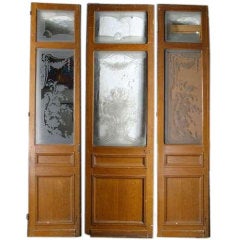 Set of Three French 19th Century Etched Glass Doors